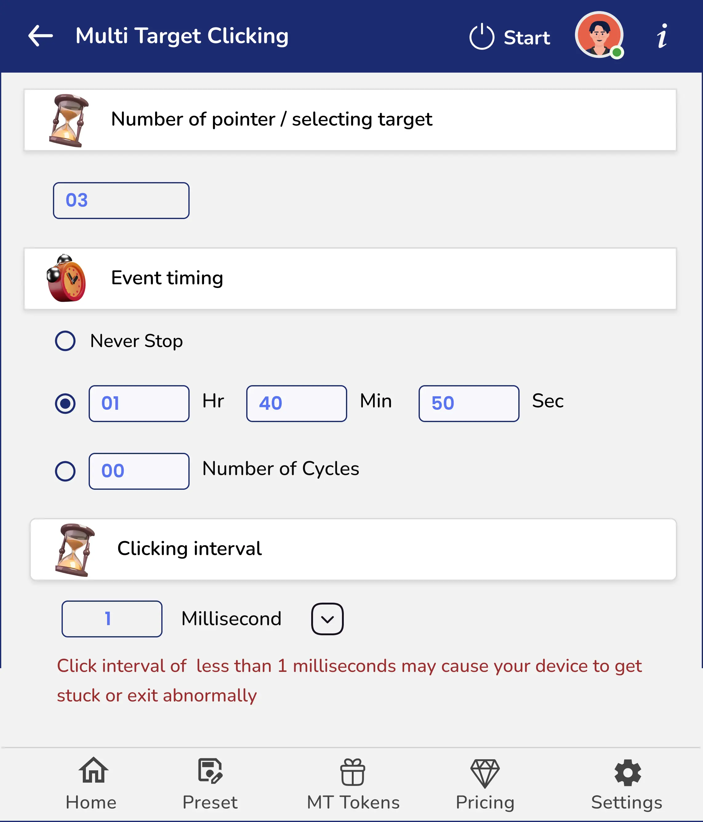 Multi Target Clicking Interface